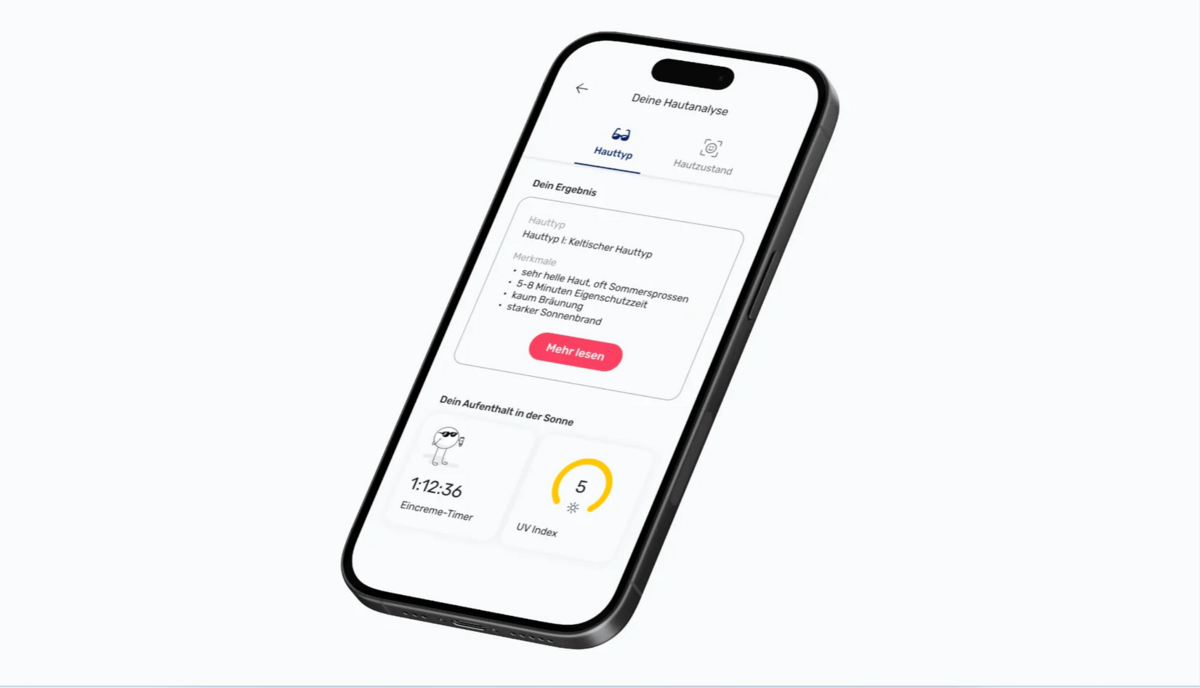 Handy mit Einblick in dermanostic-App